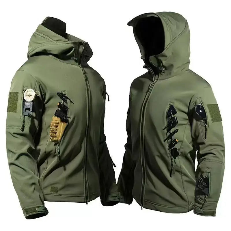 Men Autumn Winter Tactical Military Tracksuit Set Softshell Jackets Casual Fleece Cargo Pants Hiking Camping Climbing Trousers