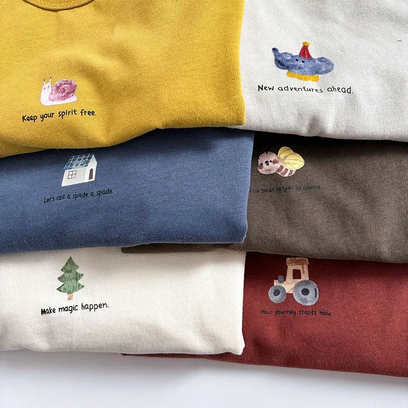 MILANCEL Neue Frühling Kinder Dünne Stil T-shirt 1-5T Kinder Cartoon Tier Unterhemden Mädchen Oberteile