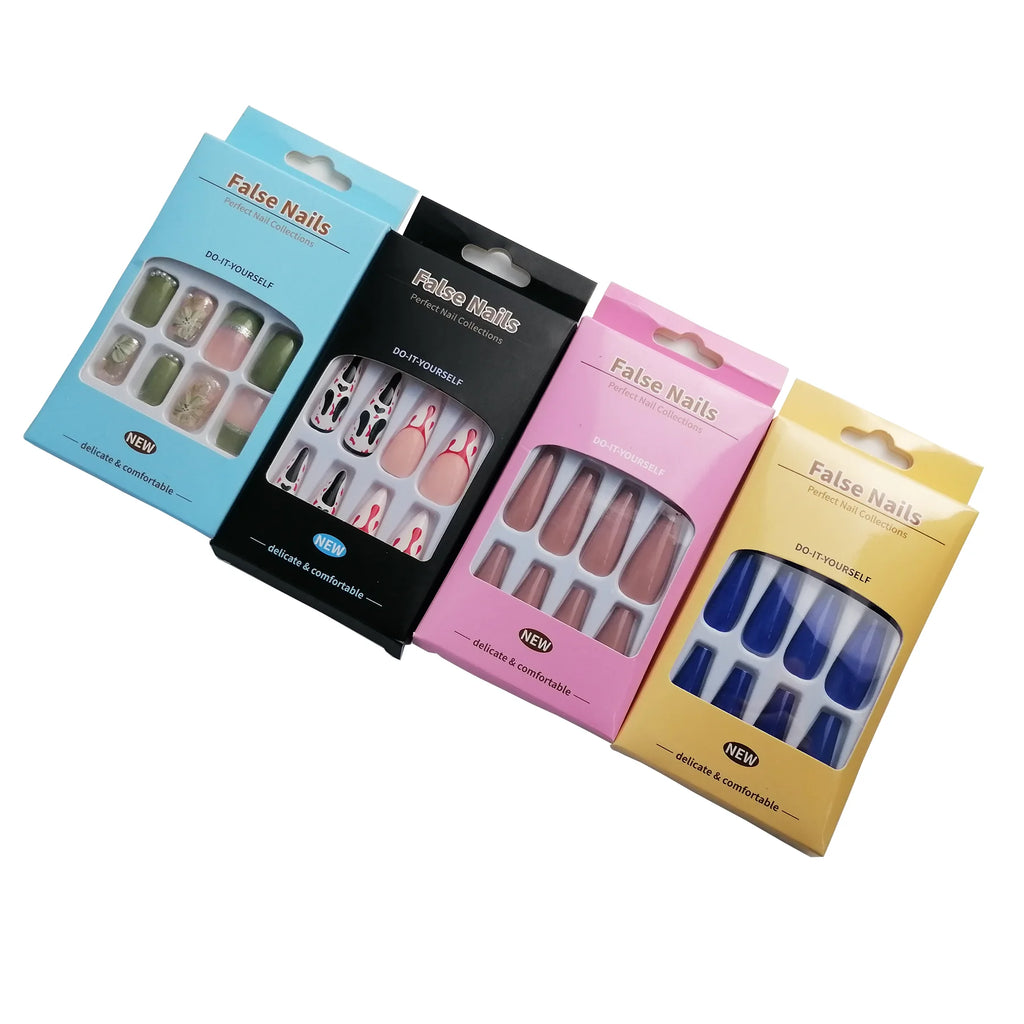 Press On Fake Nail Packaging Box Custom Private Logo Empty Paper Package Wholesale  Nails Tip Box Empty With Tray