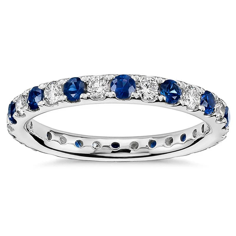 Huitan Simple Stylish Finger-ring for Women Blue/Crystal Cubic Zirconia Fashion Contracted Female Accessories Versatile Jewelry