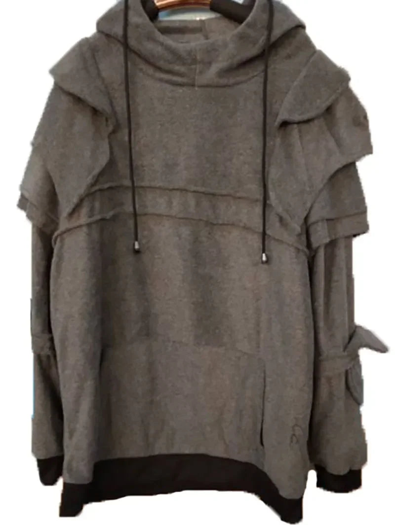 Casual Sweatshirt Autumn Knight Cavalier Cowl Neck Hoodie Armor Pullover Halloween Costume Streetwear Coat Drawstring For Men