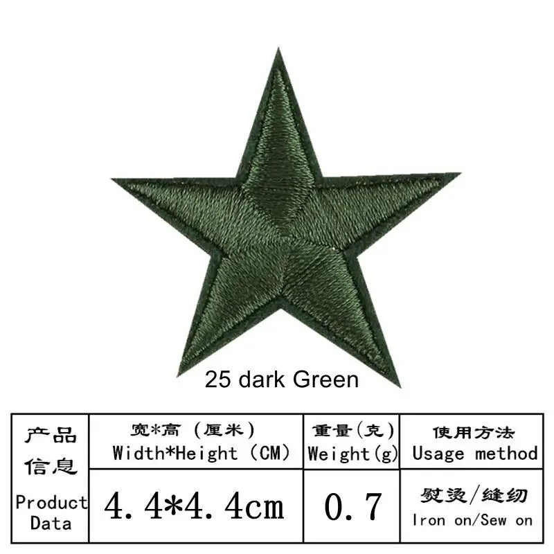10pcs Star Embroidery Iron on Patches for Clothing, DIY Clothes, Pentagram Appliques, Black White Gold Sticker Stripes 4.4x4.4cm