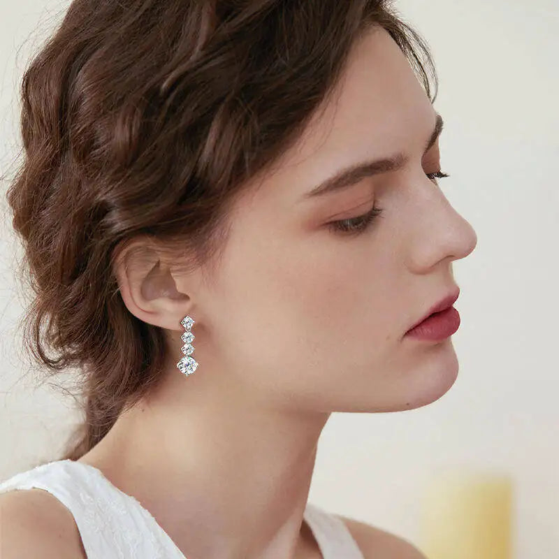 TY classic S925 Silver Moissanite Drop Earrings for Women 2 Carat D Color VVS1 Simulated Diamond Engagement Wedding Jewelry Gift