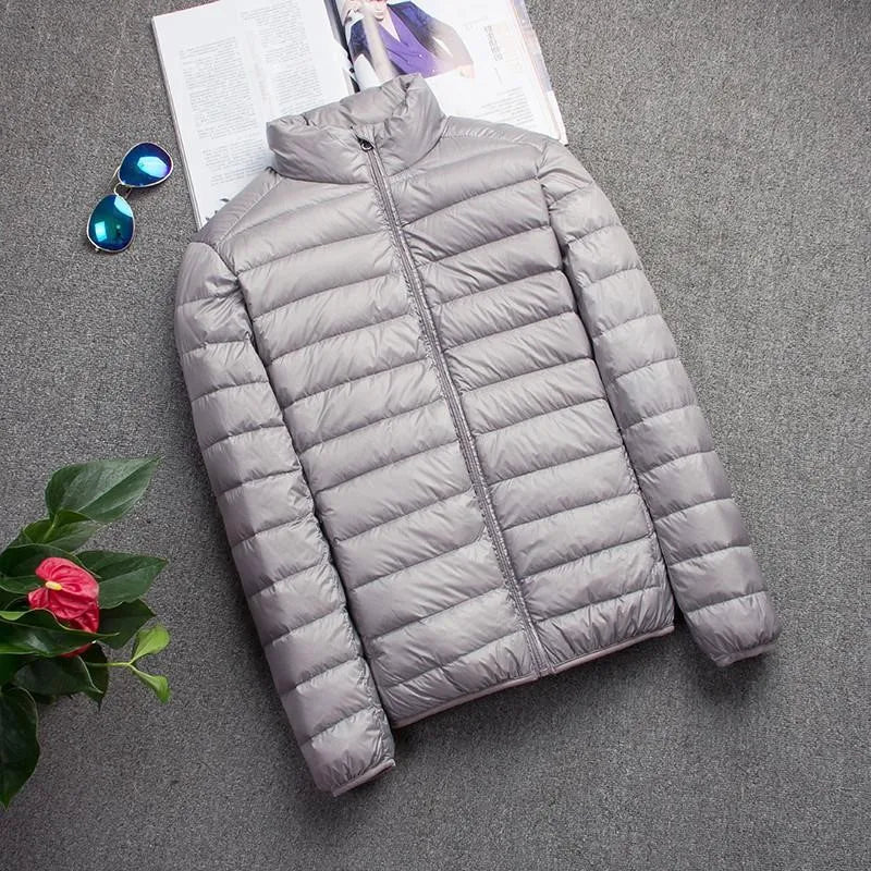 New Men Thin Down Jacket White Duck Down Ultralight Jackets Men's Autumn And Winter Warm Coats Portable Outwear