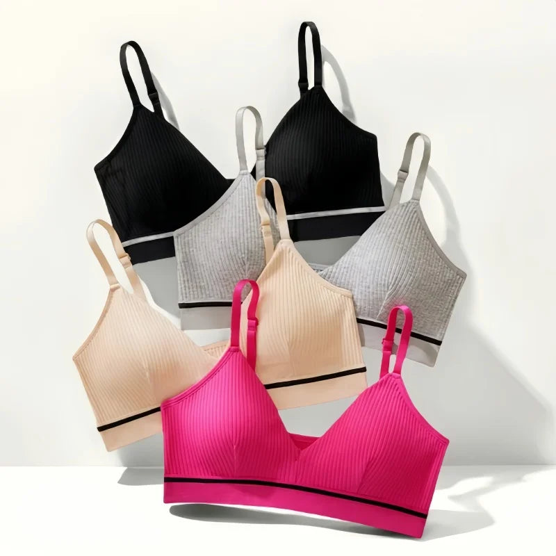 Women Cotton Tube Tops Wire Free Bra Solid Color Adjusted Straps Lingerie Breathable Underwear Push Up Tube Bra Cropped Top