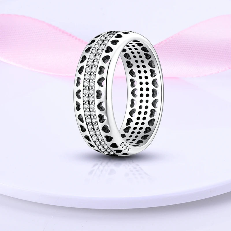 925 Sterling Silver Ring Shiny Sun Star Moon Lines Colorful Eternal Love Rings Wedding Jewelry Gift For Woman
