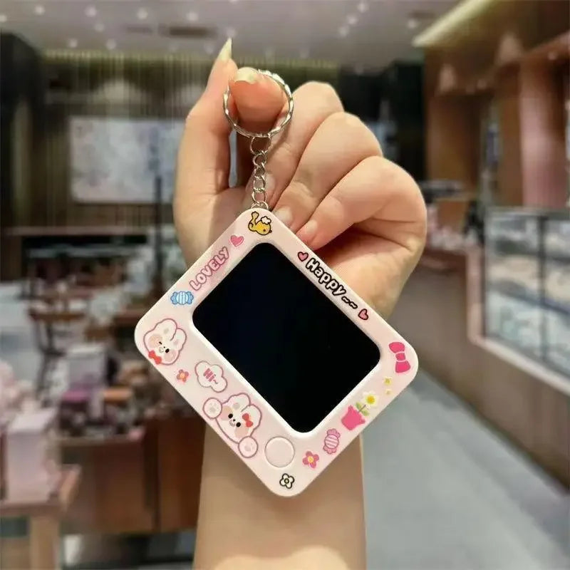 Mini Graffiti Board Keychain Creative Cartoon Cute One-Click Clearing DIY Painting Key Chain Kids Students Christmas Gifts