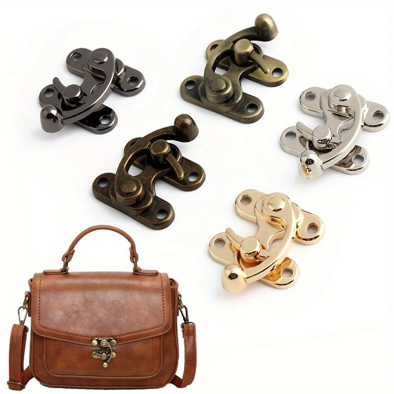 2PCS Metal Bag Horn Hook Lock Antique Tin Box Jewelry Box Decorative Buckle Lock Hook With Screws DIY Wallet Making