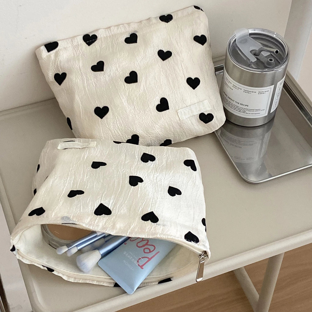 Large Capacity Female Cosmetic Bag Portable Travel Lipsticks Toiletry Sundry Storage Bag Canvas Makeup Bag Clutch Bag Handbags