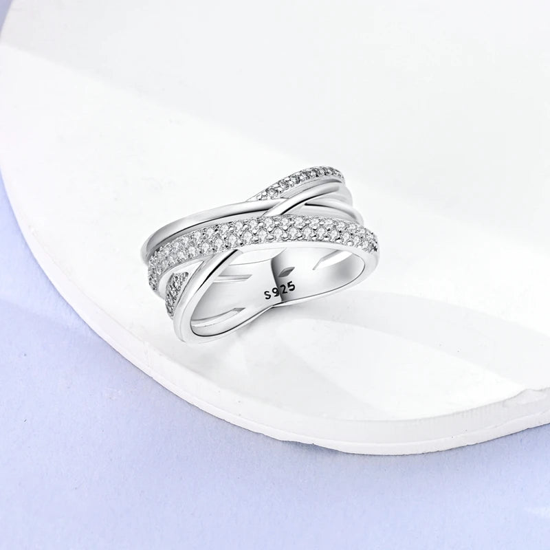 925 Sterling Silver Ring Shiny Sun Star Moon Lines Colorful Eternal Love Rings Wedding Jewelry Gift For Woman