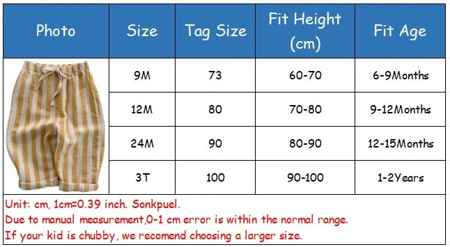 Vintage Linen Cotton Stripe Pants for Boys Casual Pocket Design Elastics Waist Pants for Toddler Girl Clothing Children Trousers