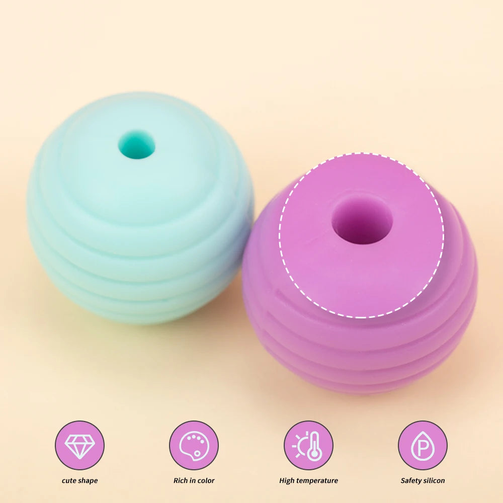 Kovict 15Pcs Beehive Threaded Silicone Beads 15mm Round Spiral Beads For Pen Jewelry Marking DIY  Bracelet Necklace Accessories