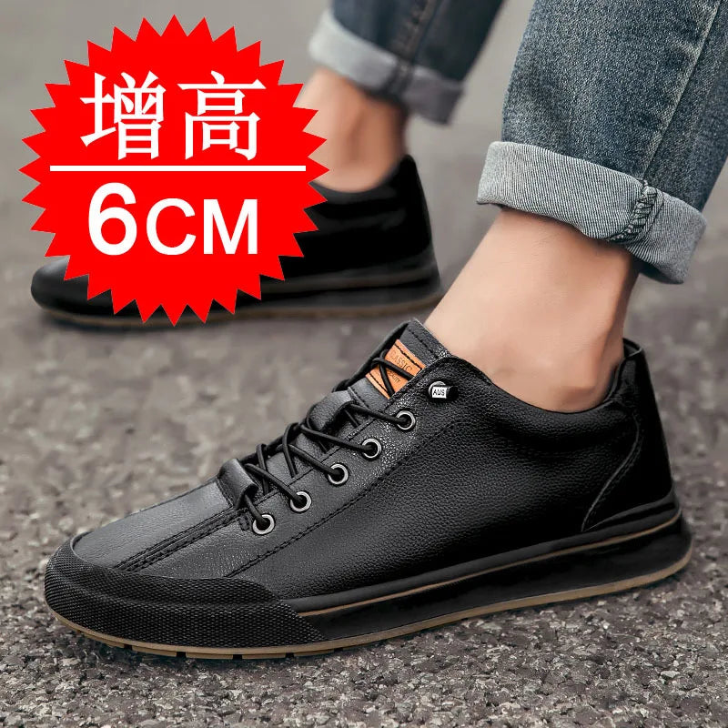 Elevator Shoes for Men Height Increasing Sneakers 6cm Inches Taller Leather Casual Shoes with Height Increase Shoes