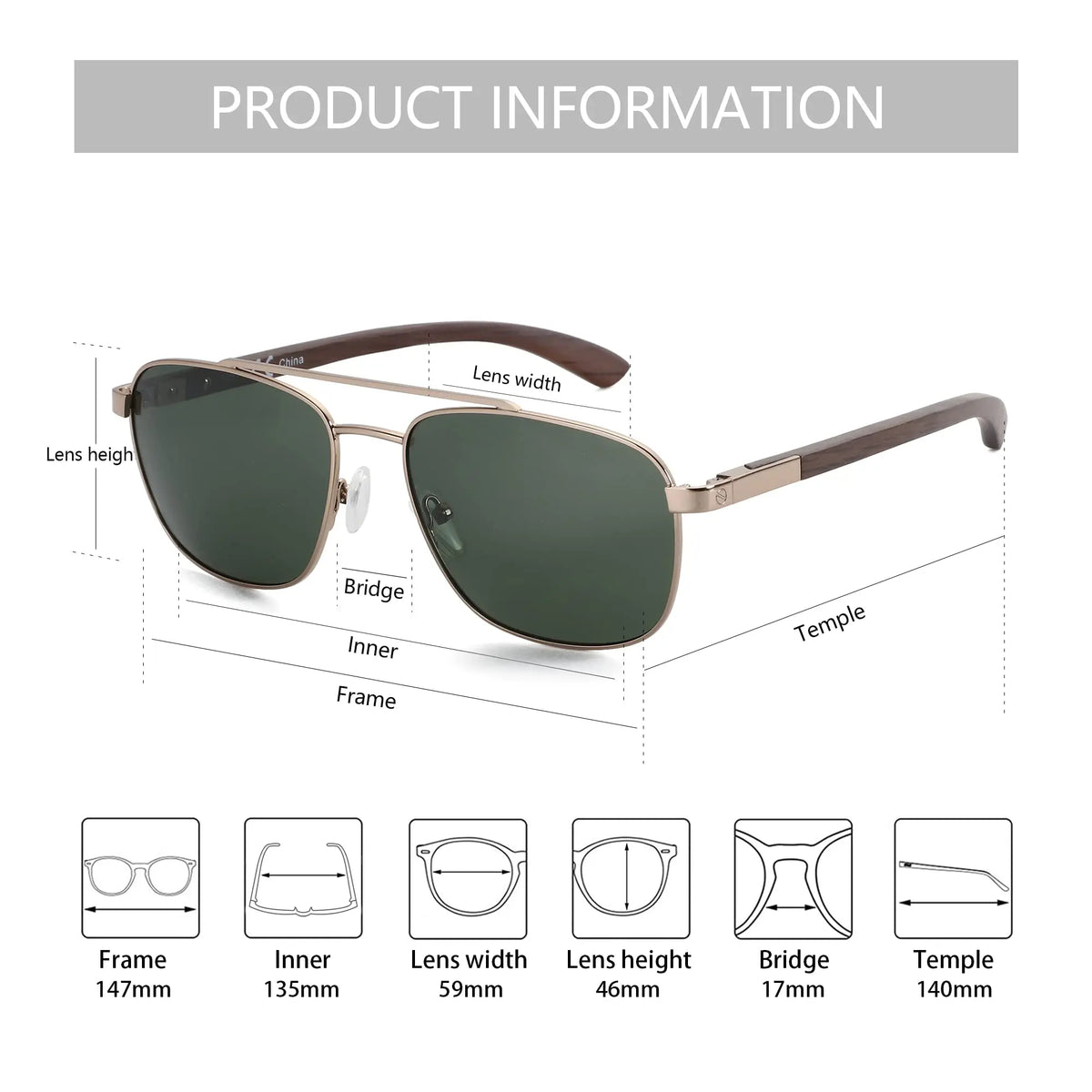 ZENOTTIC 2026 Men's Wood Polarized Sunglasses Uv Protection Outdoor Travel Sunglasses