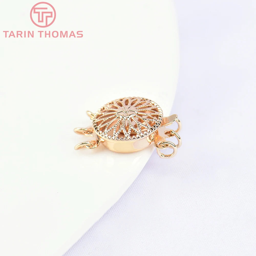 (5798) 4PCS 12MM 24K Gold Color Brass Round Bracelet Necklace Connector Clasp High Quality Diy Jewelry Accessories Wholesales