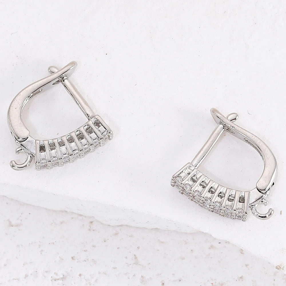 Juya 8Pcs/Lot 18K Gold Plated Anti-Allergy Fastener Schwenzy Earwire Stitches Earplug Earring Hooks For DIY Women Earring Making