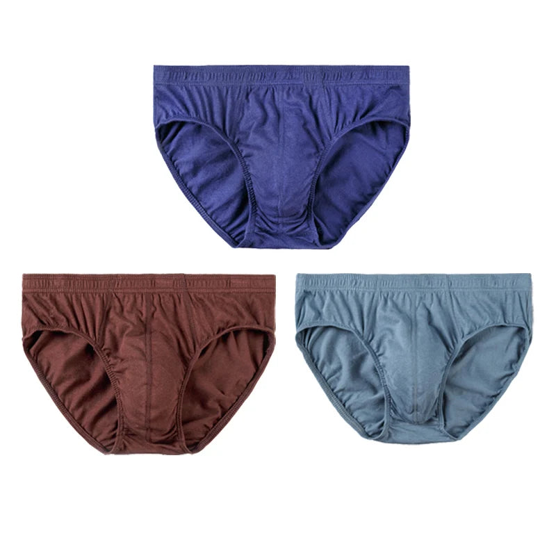 3 Pcs/Lot Men's 100% Cotton Briefs Comfortable Breathable Underwear Lingerie Panties Plue Size Xl -5xl Underpants