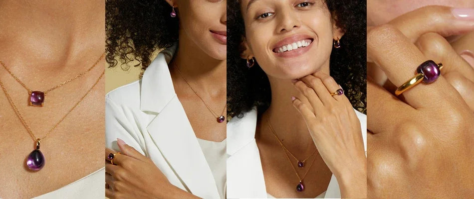 ALLNOEL 925 Sterling Silver 10K Gold Plated Color Crystals Rings For women's ring Luxury Inlaid Water Drop Pendant Party Gift