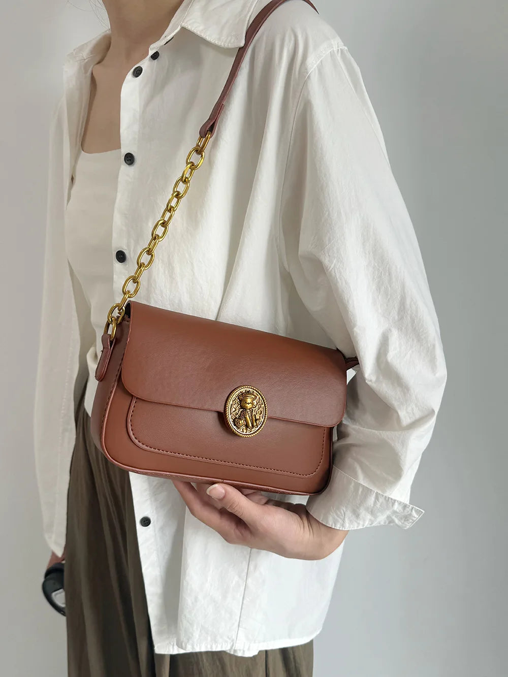 CGCBAG Fashion Designer Luxury Women's Bag Vintage Square Crossbody Bag Simple High Quality PU Leather Brand Handbags Ladies