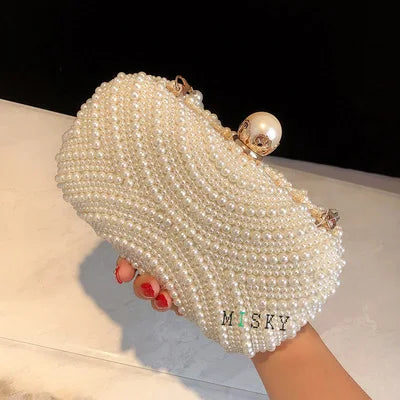 Pearl Clutch Bags Women Purse Ladies white Hand Bags Evening Bags for Party Wedding black Shoulder Bag Bolsa Feminina