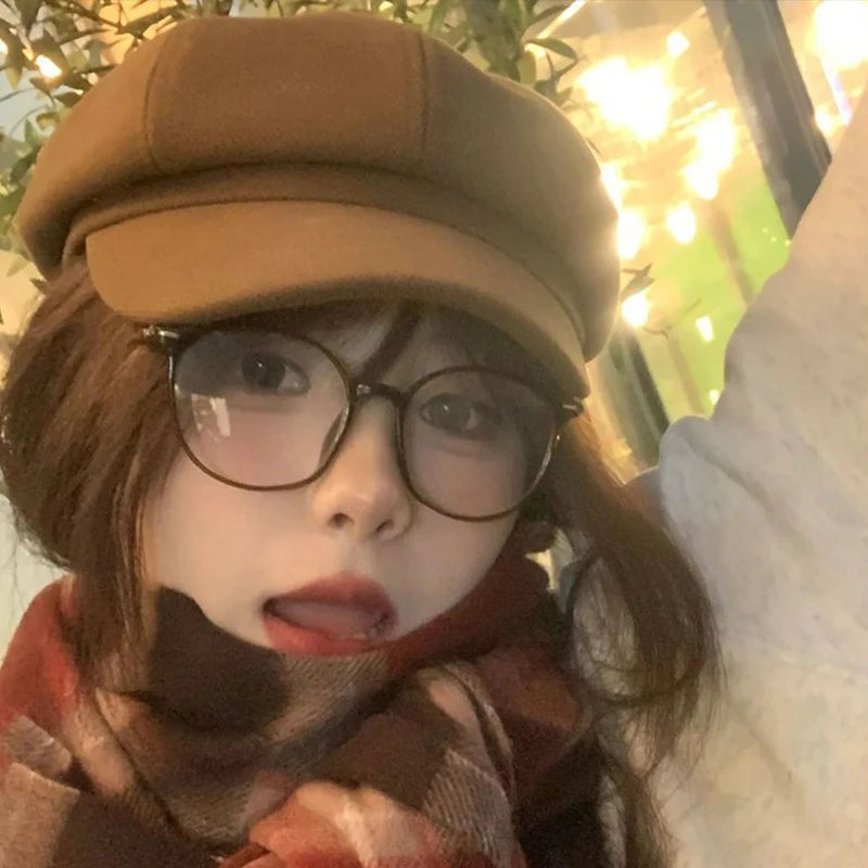 Fashion Anti-Blu Glasses for Women Men Retro Round Eyeglasses Frame Eyewear Anti-Radiation Glasses Universal Computer Eyewear