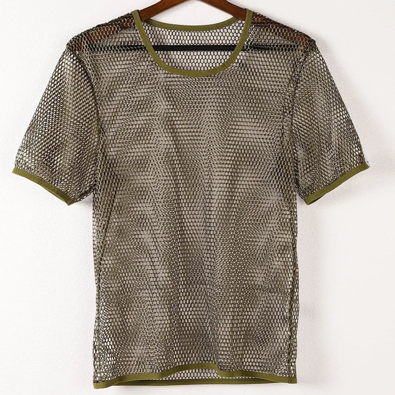 Men's Hollow Out Mesh T-Shirt, Breathable, Sport, See Through, Streetwear, Lightweight, Casual Tank Top, Summer, New Arrivals