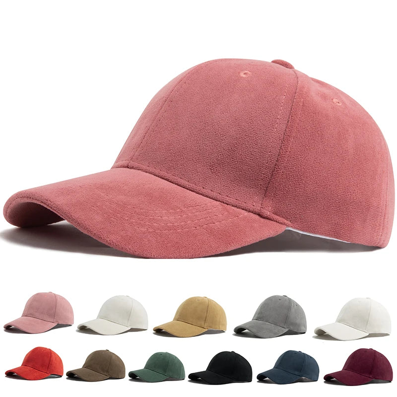 Women Suede Baseball Caps Autumn Winter Solid Fashion Men Hip Hop Cap Outdoors Casual Travel Sun Visor Hat Multicolour Unisex