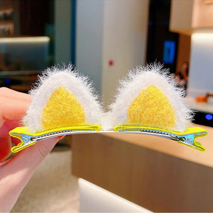 2PCS New Plush Cat Ears Hairpins Girls Hair Clips Hair Accessories Women Sweet Cute Barrettes Kids Fashion Headwear Ornaments