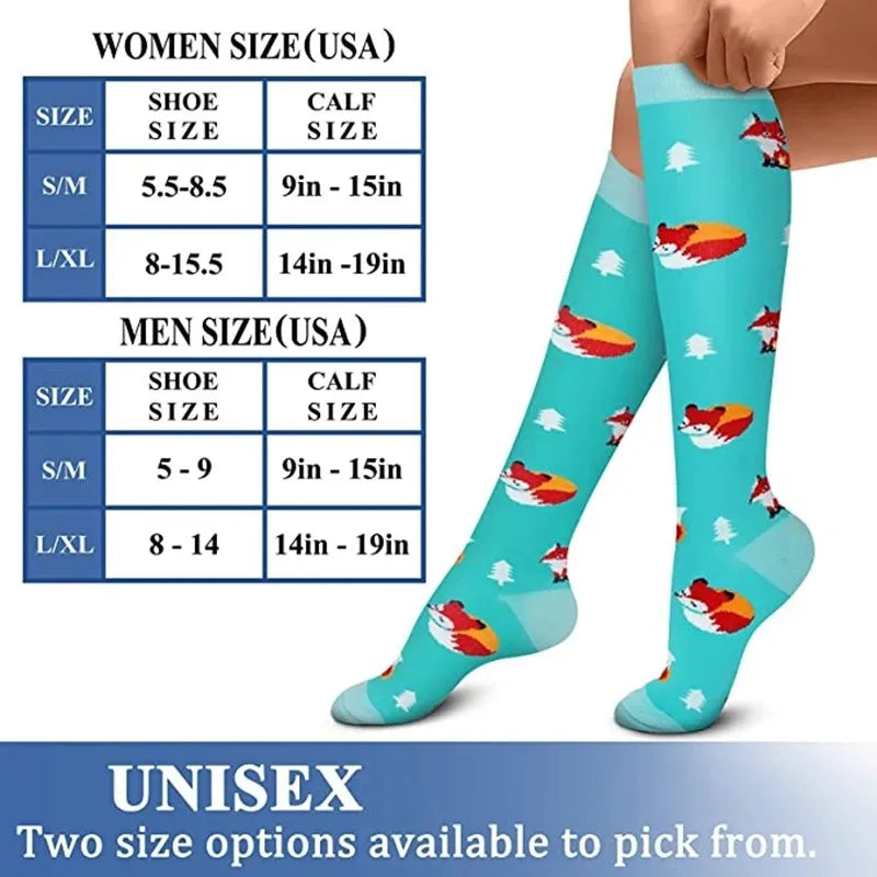 23 Styles Compression Socks 30 Mmhg Heart Star Stripe Socks New Unisex Golfs Tube Thigh Men Outdoor Long Pressure Stockings