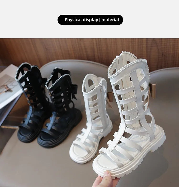 Children Sandals High-top Kids Girls Sandals Baby Sandals High Quality Flat Cut-Outs Beach Sandals