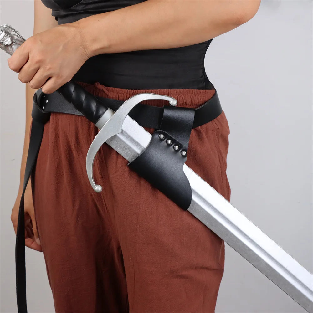 Medieval Leather Scabbard Renaissance Viking Knight Scabbard Halloween Cosplay Stage Performance Role-Playing Retro Belt