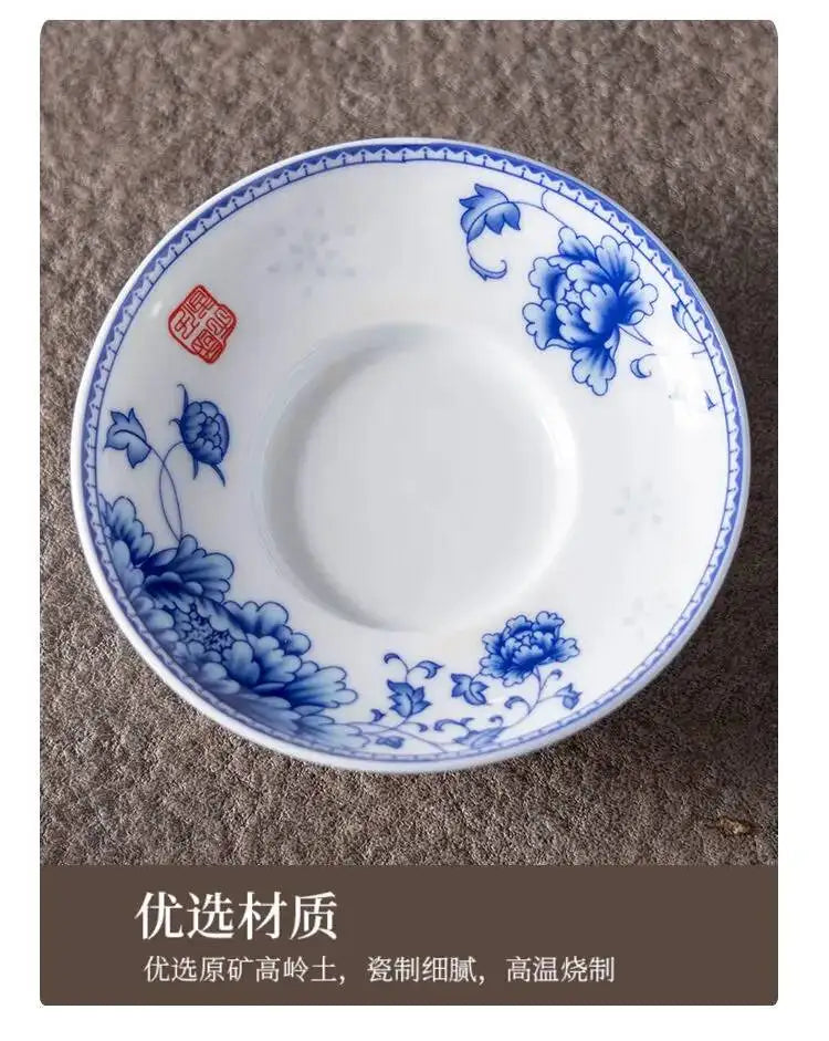 Blue and White Porcelain Gaiwan Tea Cup Large White Porcelain Ningxia Eight Treasures Tea Bowl Set Three Talents Tea Bowl Tea