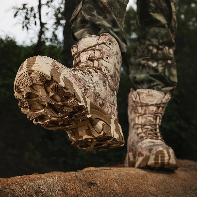 QZHSMY New Men Boots Tactical Shoes High Top Hiking Durable Anti-Slip Outdoor Climbing Trekking Shoe Military Tactical Low Boots