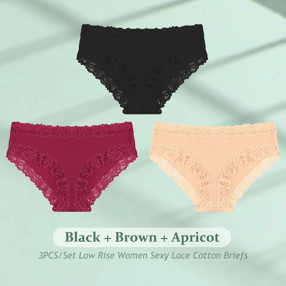 3PCS/Set  Women Cotton Seamless Panties Sexy Low Waist Sretch Solid Color Briefs Female Breahtable Underwear Ribbed Lingerie