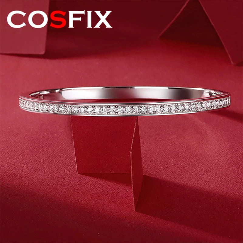 COSFIX Real D Color 2mm Full Moissanite Bracelet For Women S925 Sterling Silver Plate Pt950 Fine Jewelry Gift Wholesale