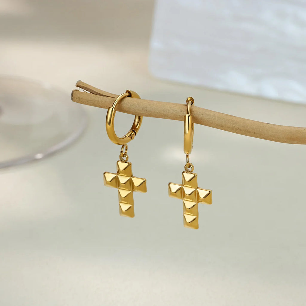 Zircon Star Moon Earrings For Women Gold Color Stainless Steel Star Moon Drop Earring Fashion Aesthetic Christmas Jewelry Gift