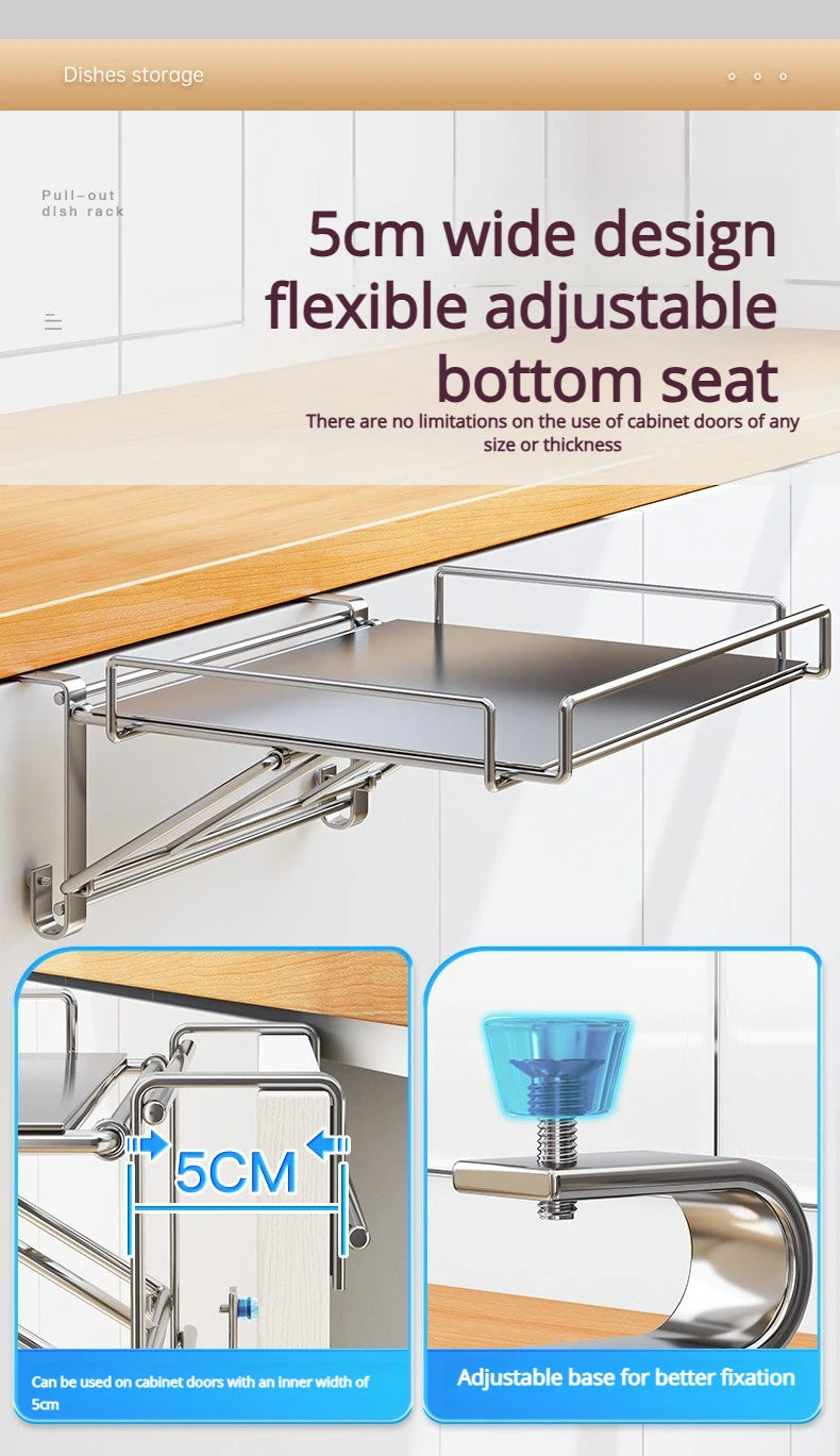 For Stainless Steel Foldable Countertop Storage Rack, Space-saving, Can Be Used To Extend The Countertop In Bathrooms and Kitche