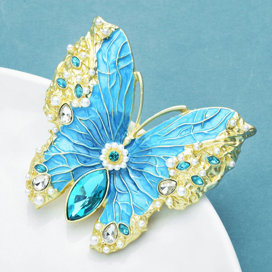 Luxury Butterfly Brooches For Women Blue Enamel Charming Insects Party Office Brooch Pins Gifts