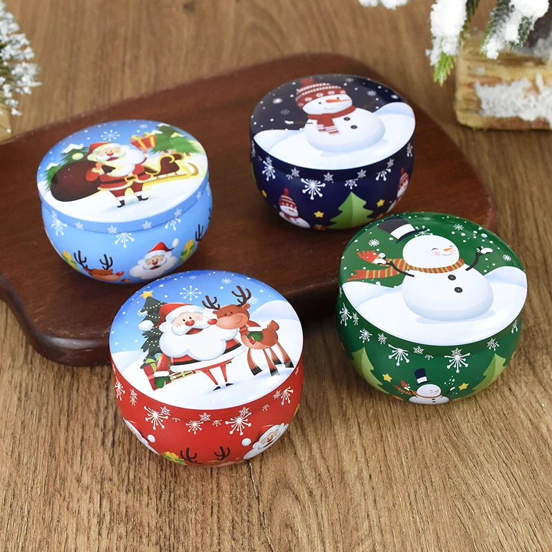 1PC Christmas Aromatherapy Candle Tinplate Rose Goji Berry Blood Orange Lavender Vanilla Gift New Year Party Home Decoration
