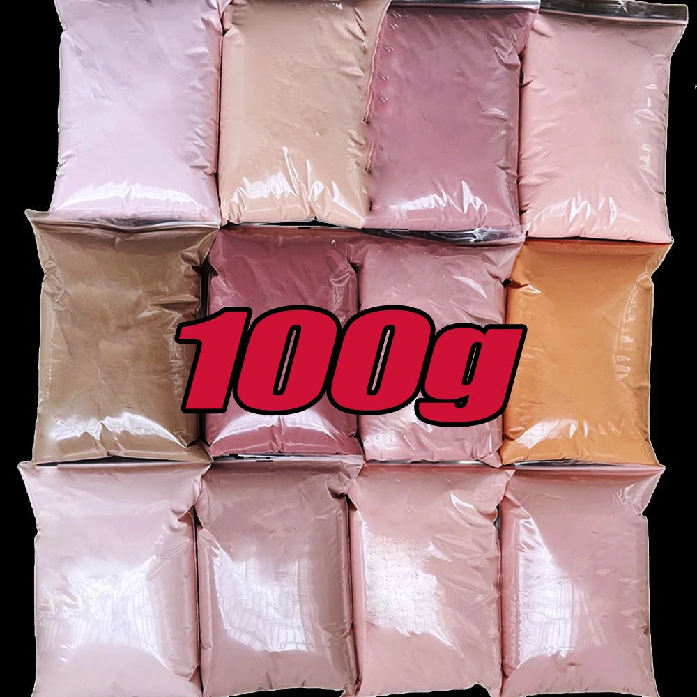 100g Polvo Acrílico Profesional Rosa Nude Cristal 3 en 1 Extensión/Inmersión/Esculpido Polvo Rosa Cristal de Secado Rápido