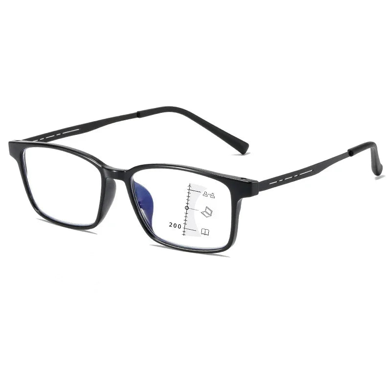 Titaninum Progressive Multifocal Glasses Unisex Flexible TR90 Reading Glasses Vintage Near Far Presbyopia Eyewear for Men Women