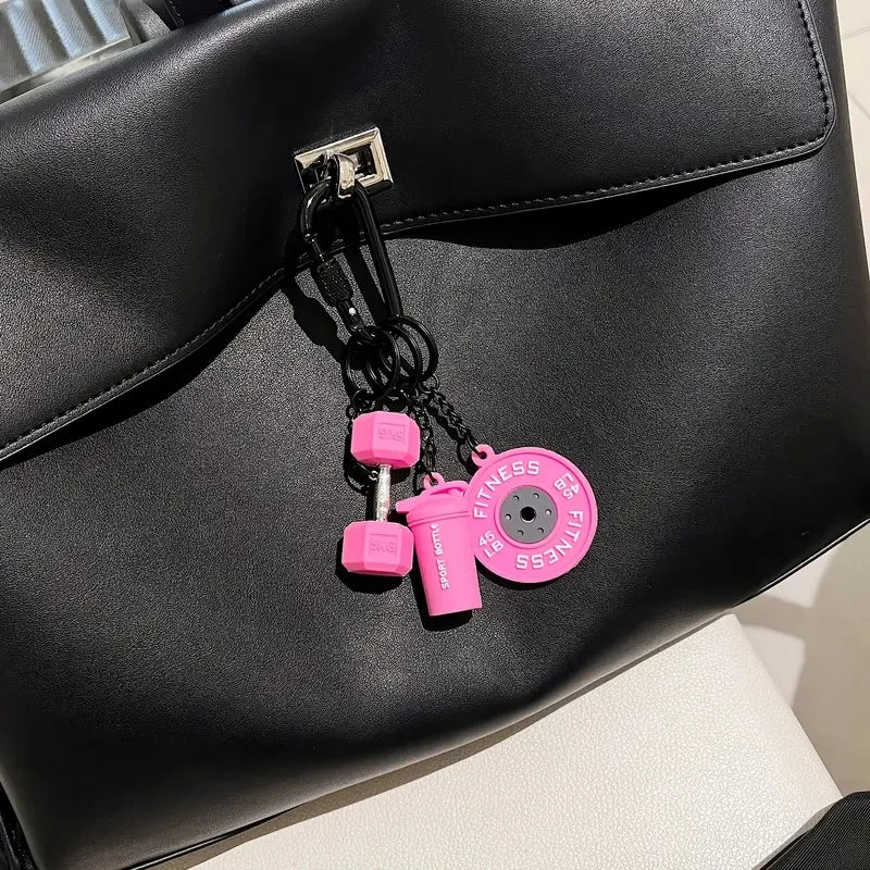 Fitness Keychain Gym Lover Barbell Key chain Weightlifting Keyring Silicone Weight Plate Gym Gifts Workout Gifts Bag Charm Backp