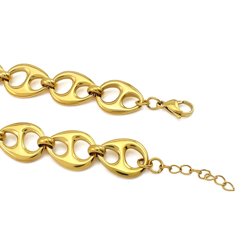 Gold Color Big Thick Necklace Chain for Women Pig Nose Design Links Necklace Chunky Chain Necklace Exaggerated Punk Style Party