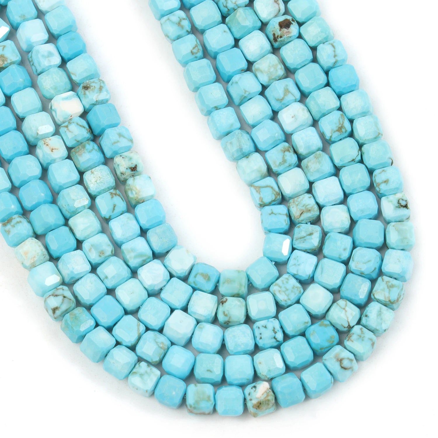 5mm Faceted Square Beads Blue Turquoise Natural Stone Loose Beads for Jewelry Making Diy Bracelet Beading Accessories
