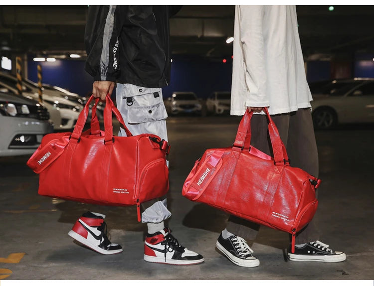 Men Gym Bag custom logo Large Dry And Wet Fitness Handbag Male Female Sports bag personality customization PU Leather Travel bag