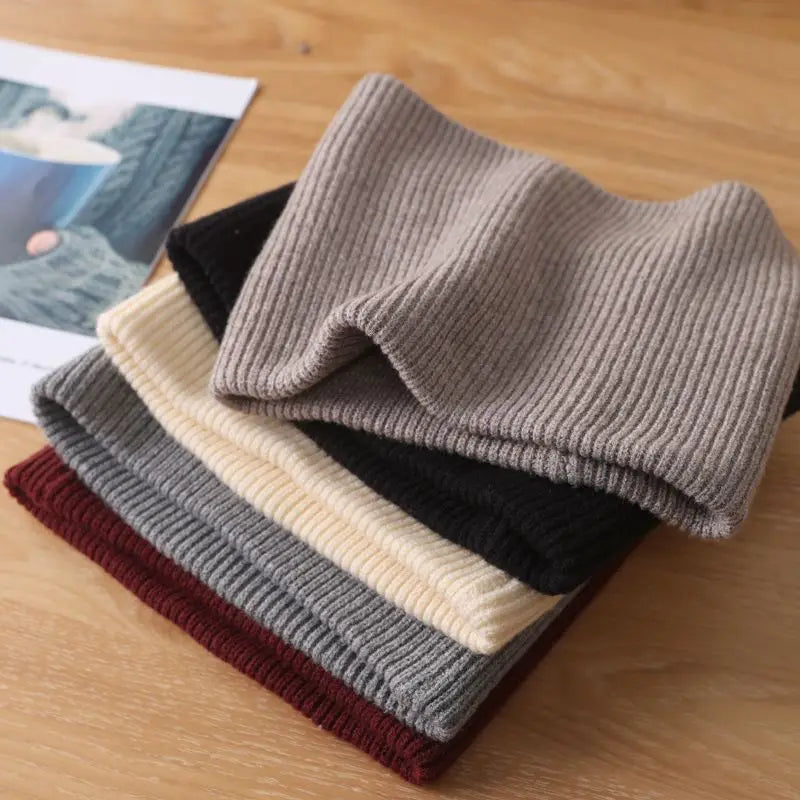 Men's Women's Winter Warm Cashmere Scarf Outdoor Sports Windproof Neck Protect Elastic Thick Wool Knit Snood Female Fake Collar