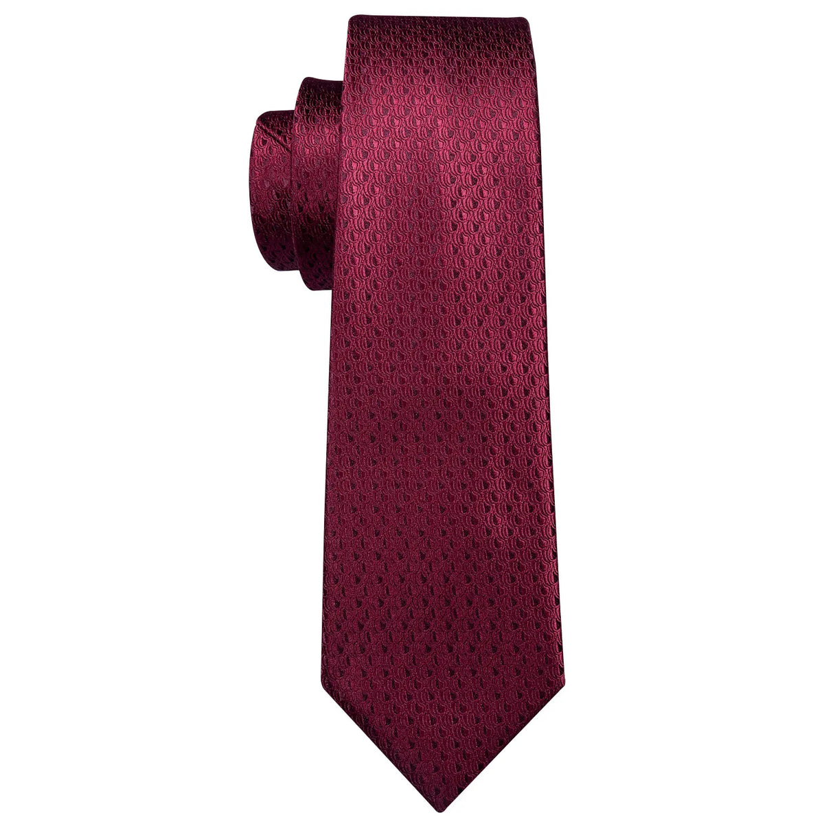 Burgundy Mens Tie Hanky Cufflinks Brooch Set Jacquard Red Wine Maroon Necktie Collar Pin For Male Wedding Events