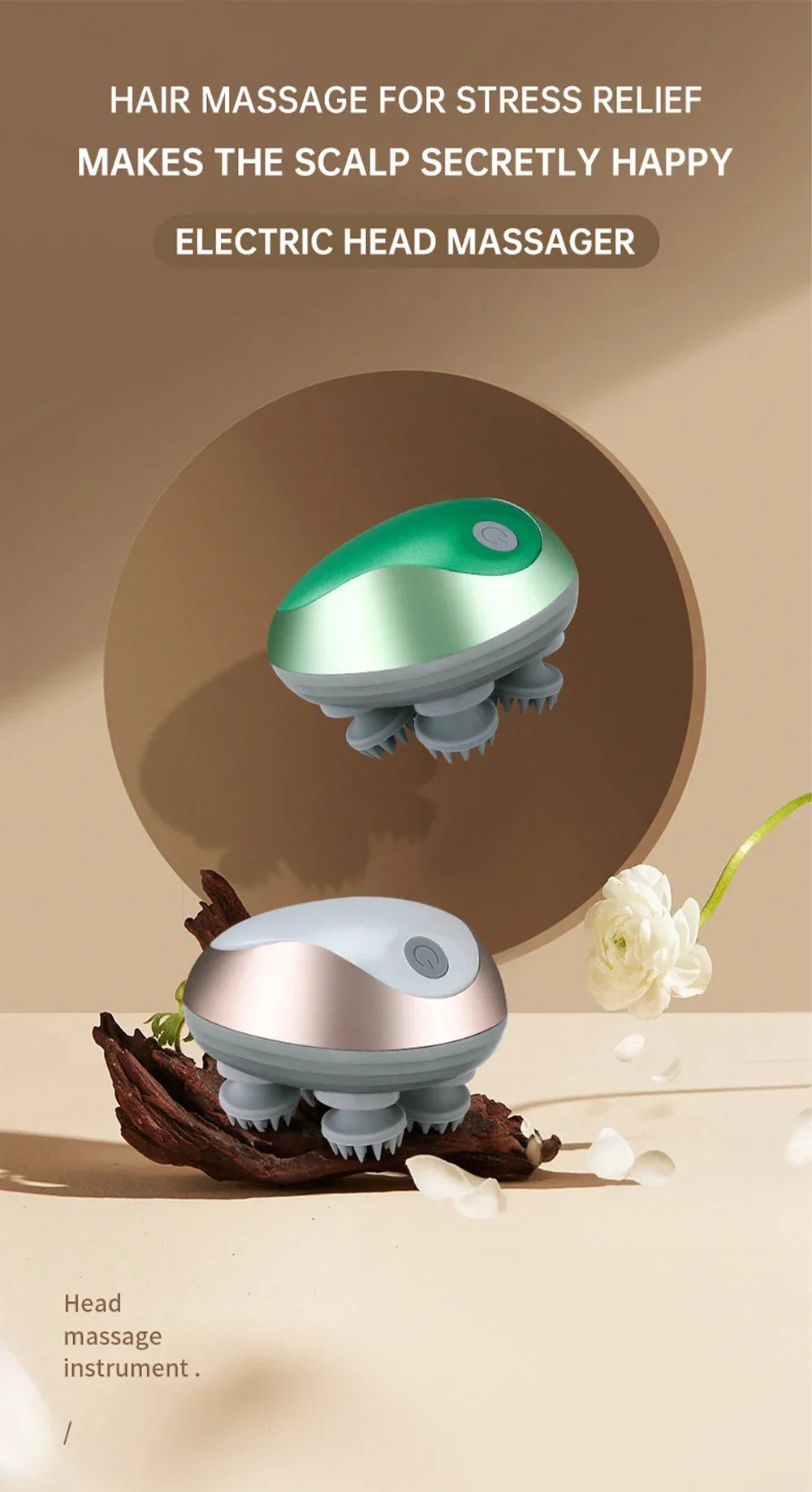 Electric Head Massager Silicone Scalp Magnetic Suction Charging Silicone Shoulder Multifunctional Kneading Vibration Head Spa