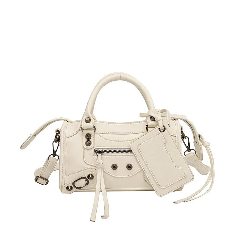 European and American Fashion Rivets Large Capacity Pillow Bag Bowling Motorcycle Handbag Single Shoulder Crossbody Women's Bag