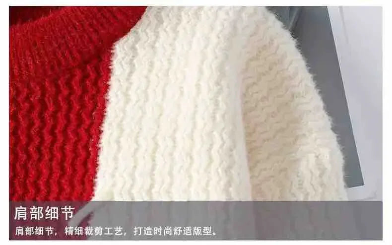 Autumn Winter Men Sweater O-Neck Patchwork Contrast Color Korean Trend Fashion Thicken Warm Pullovers Long Sleeve Knitted Tops